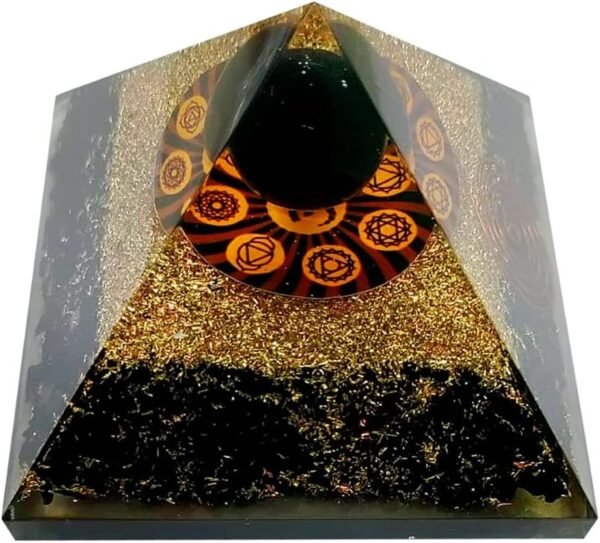 Crystal Orgone Pyramid – Orgonite Energy Generator with Copper-Wrapped Quartz and Shungite Crystals for Positive Energy
