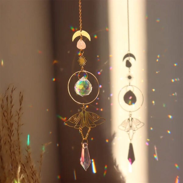 Crystal Wind Chime Star Moon Sun Light Catcher Prism Rainbow Maker Suncatcher Windbell Hanging Pendant Ornament Home Decoration