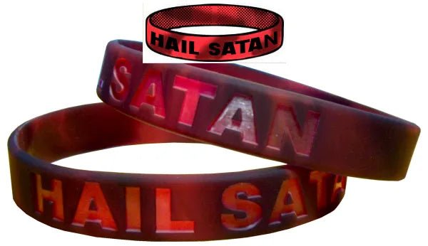 Hail Satan Wristband Devil Worship Sin Metal Antichrist Black Witch Evilv
