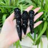 Black Obsidian Crystals – Hand-Carved Vajra Dorje Phurba Amulet