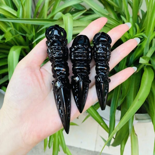 Black Obsidian Crystals – Hand-Carved Vajra Dorje Phurba Amulet