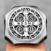 Sacred Guardian: Saint Benedict Exorcism Amulet Men's Ring - Channel Divine Protection
