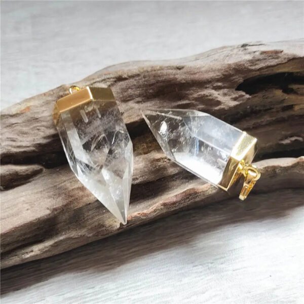 Crystal Quartz Thick Spike Pendant,Gold Color Plated Natural Crystal Stone Accessories For Necklace