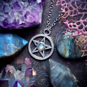 Labradorite Pentagram Necklace,wiccan Jewelry,pentacle Necklace,witchy Jewelry,witchcraft Amulet,occult Necklace,wicca,pagan