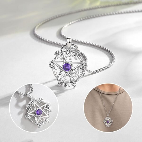 Vito Sterling Silver Tetragrammaton Necklace for Women Men, Abalone Shell 18k Gold Plated Pentagram Pendant, Wiccan Protection Amulet Pentacle Star Jewelry Gift for Wife Husband, 24"/18"/22"