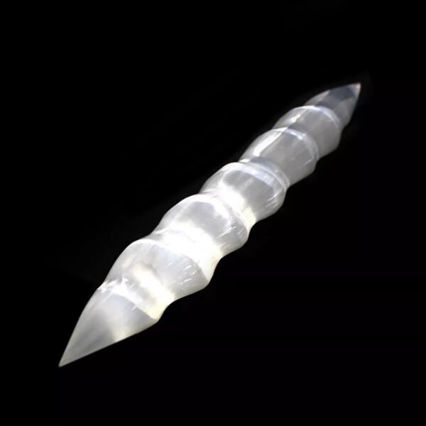 Double Point Selenite Crystal Massage Wand " Polished Spiral Healing Wand Stick