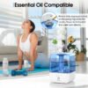 4.5L Cool Mist Humidifier, Ultrasonic Air Humidifiers for Bedroom Babies Home, Large Top Fill Desk Humidifiers with Three Mist Modes, 360° Nozzle, Auto Shut-Off, Lasts up to 30 Hours, Super Quiet