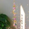 Elegant Suncatcher Crystal Wind Chime with Star, Moon, and Diamond Design - Hanging Prisms for Rainbow Light Effects - Decorative Pendant for Home and Garden