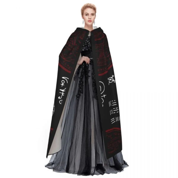 Long Cape Cloak Pentagram And Mystic Symbols Hooded Cloak Coat Autumn Hoodies