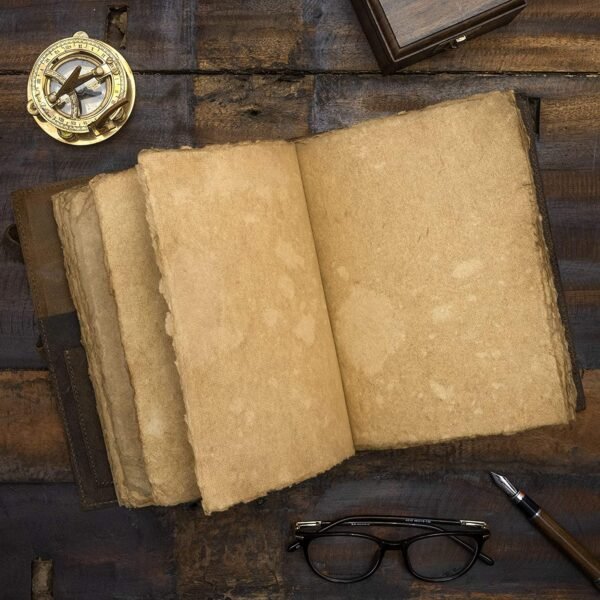 Witchcraft~Refillable Vintage Leather Journal - Book of Shadows Journal, Vintage Journal, Writing Journal, Handmade Antique Deckle Edge Paper, Vintage Leather Journal (8.3" x 5.8" - A5, Vintage Brown)