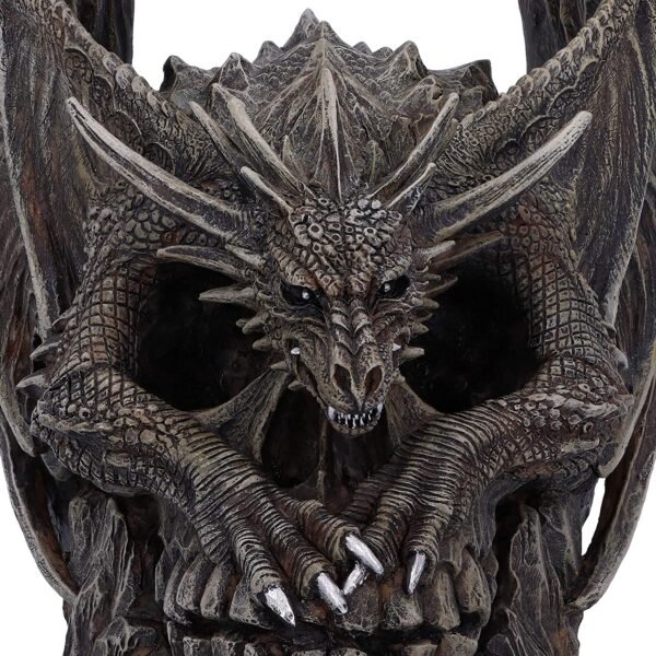 Artist Collections~ Spiral Dark Gothic Draco Skull Dragon Figurine Ornament, Brown, 19cm
