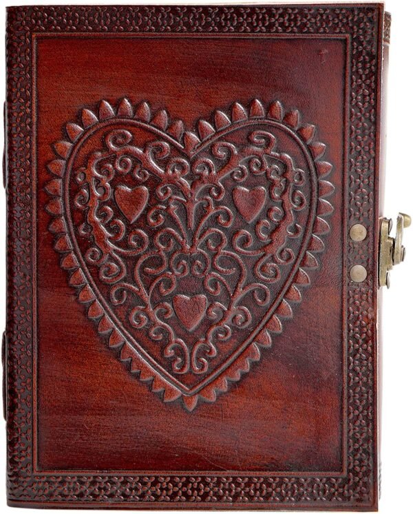 Witchcraft~Vintage Leather Journal Bound With Lock For Men Women Lined Paper Handmade Notebook Writing In Diary (Celtic heart lined)