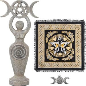 Witchcraft~Altar Cloth Goddess Statue Spiral Wiccan Triple Moon Pentagram Pentacle Pendant Altar Supplies Kit