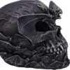 Artist Collections~ Spiral Dark Gothic Bat Skull Figurine Ornament, Black, 19cm