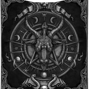 Dark Collection~Baphomet Triple Horn Sabbatic Goat Throw Blanket, Black, 160cm
