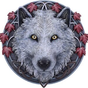 A1j1r1O2TRL._AC_SL1500 Magicun N.Giftware~White Lisa Parker Guardian of The Fall Autumn Wolf Wall Plaque, 29cm