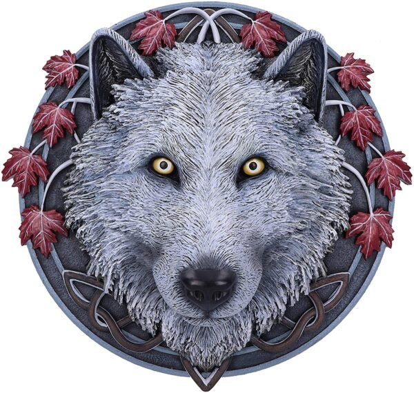 Magicun N.Giftware~White Lisa Parker Guardian of The Fall Autumn Wolf Wall Plaque, 29cm