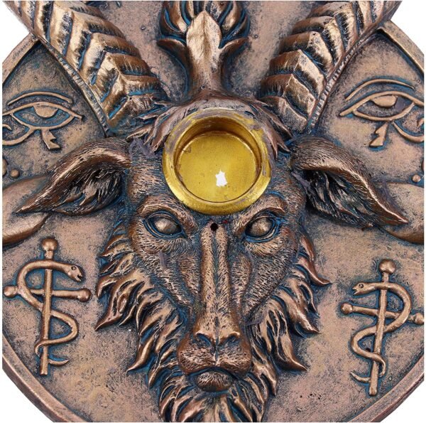 Magicun N.Giftware~Baphomet's Prayer Sabbatic Goat Incense Stick and Candle Holder, 12.6cm, Bronze