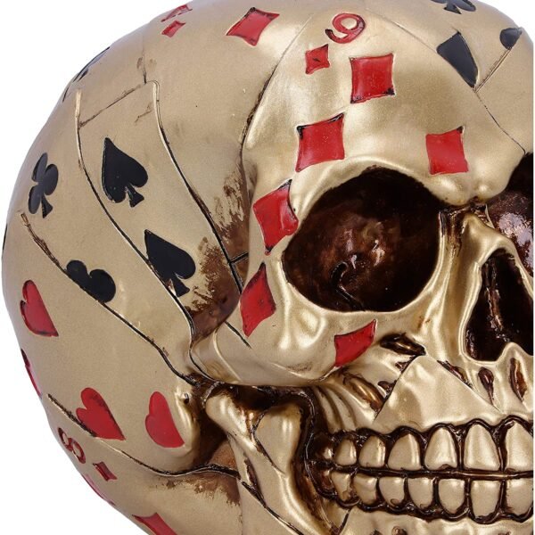 Dark Collection~Dead Mans Hand Golden Playing Card Skull Ornament, Gold, 15cm