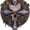 Artist Collections~ Spiral Darkness Cross Baroque Skull and Chains Wall Plaque, Red, 32cm