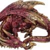 Fantasy Collection~ Aaden Red and Golden Resting Dragon Figurine, 10.2cm