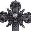 Artist Collections~ Spiral Dead Mans Hand Cross Skull and Wings Wall Plaque, Silver, 32.5cm