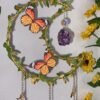 AMETHYST BUTTERFLY MOON SUNCATCHER Modern Purple Crystal Clear Prism