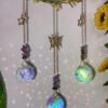 AMETHYST BUTTERFLY MOON SUNCATCHER Modern Purple Crystal Clear Prism