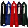 Adult Halloween Velvet Cloak Cape Hooded Medieval Costume Witch Wicca Vampire Men Women Scary Costumes