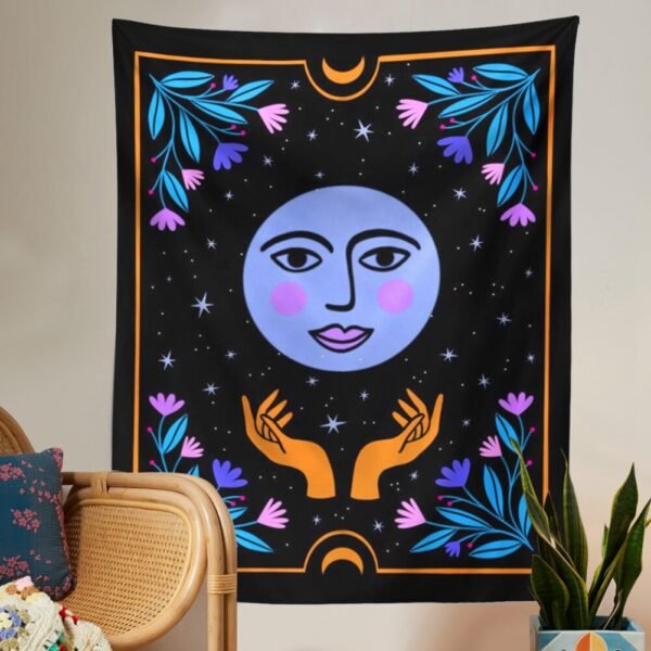 Aesthetic Botanical Tarot Moon Wall Tapestry Home Decor