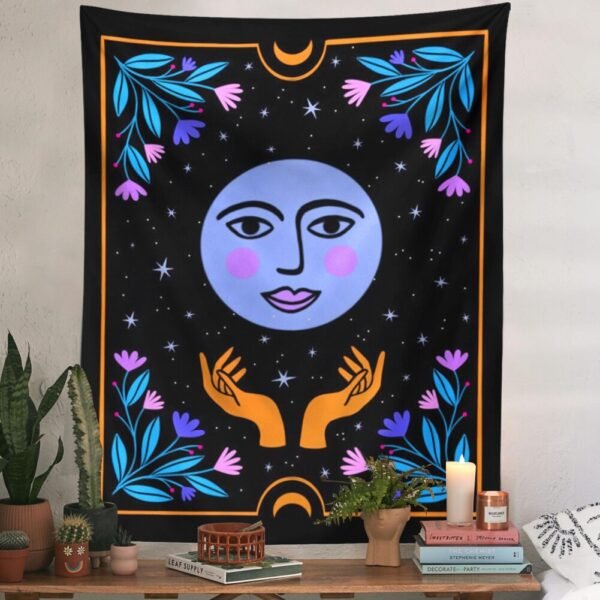 Aesthetic Botanical Tarot Moon Wall Tapestry Home Decor