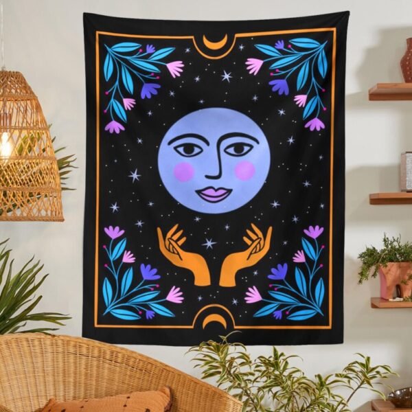 Aesthetic Botanical Tarot Moon Wall Tapestry Home Decor