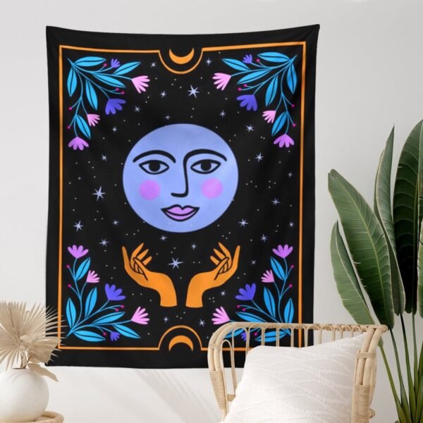 Aesthetic Botanical Tarot Moon Wall Tapestry Home Decor