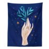 Aesthetic Hand Tapestry Wall Hanging Flower Leaf Plant Moon Abstract Art Tapestries for Bedroom Home Decor