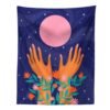 Aesthetic Hand Tapestry Wall Hanging Flower Leaf Plant Moon Abstract Art Tapestries for Bedroom Home Decor