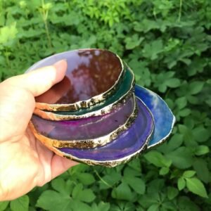Magicun Crystal~Agate slice Cup set de table rond cup coaster tea coaster table plate mat agate slice coaster stone coasters stone coaster