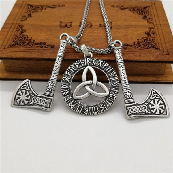 New Magicun Viking~ Viking Pendant Slavic kolovrat Axe Necklace pagan Jewelry 1pc Drop Shipping