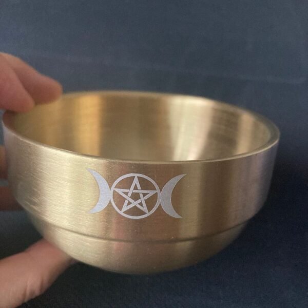 Altar bowl tarot Supplies Pentagram stainless steel Gold plating tableware ceremony Moon Divination Astrological tool Board Tarot &Divination