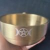 Altar bowl tarot Supplies Pentagram stainless steel Gold plating tableware ceremony Moon Divination Astrological tool Board Tarot &Divination