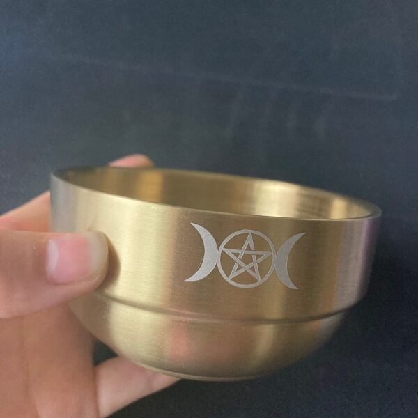 Altar bowl tarot Supplies Pentagram stainless steel Gold plating tableware ceremony Moon Divination Astrological tool Board Tarot &Divination