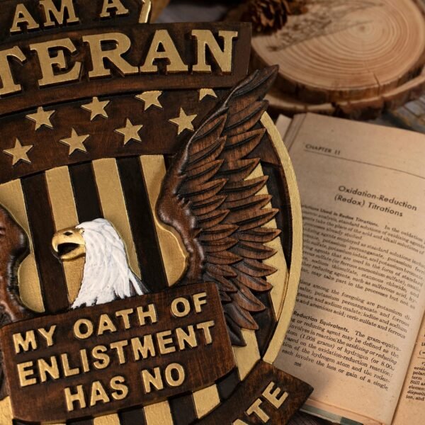 American Veterans Wood Carving Home Decor Room Art Wall Decor Statue Patriot Military Retirement Gift