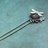 Amethyst Dragonfly Hairpin, Crystal Handmade Hairpin, Comb, Crystal , BOHO Wedding Gift  FZ-03