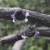 Amethyst Sun & Moon Hoops,stainless Steel,Celestial Earrings, Earrings for Women, Handmade Jewelry,Gift for Her
