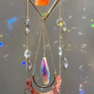 Amethyst rose crystal citrine sun catcher raw crystal star moon wind chime k9 crystal home pendant home decoration gift