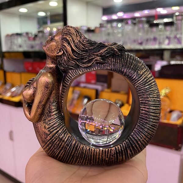 Ammonite Woman Ancient Spirit Desktop Statue Figurines Ornament Resin Display Stand for Crystal Ball Holder Fengshui Collections