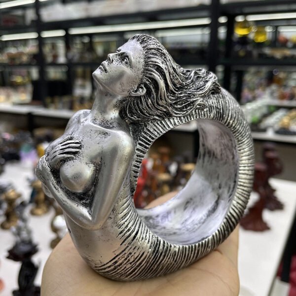 Ammonite Woman Ancient Spirit Desktop Statue Figurines Ornament Resin Display Stand for Crystal Ball Holder Fengshui Collections