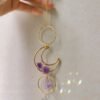 Amythest with small Moon Sun Suncatcher | Lunar Suncatcher |wall Hanging | Boho Decor