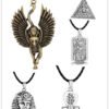 Viking Magic~Ancient Egypt Religious Jewelry Egyptian Pyramid Illuminati Cross Egypt Cat Charm Egyptian Pharaoh Head Pendant Necklaces