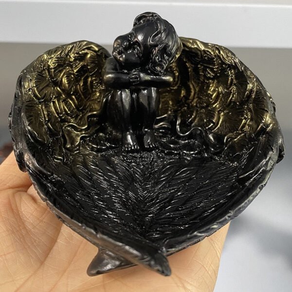 Angel Wings Resin Crystal Ball Base Bracket Carved Resin Charms Craft Home Decor Suitable 6-8cm Crystal Ball Display Pedestal