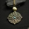 Antique Bronze Turquoise Necklace Pendant Gift